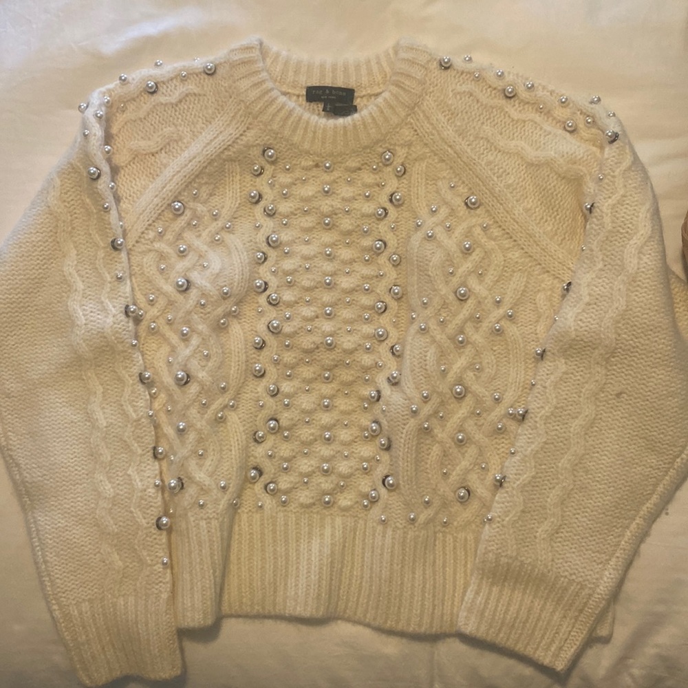 Rag & Bone studded cable knit sweater